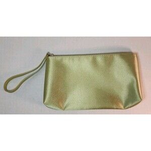 Clinique Vintage 1990s Cosmetic Bag Pouch Green Satin New Wristlet Wrist Purse